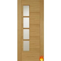 Iseo Deluxe Internal Oak Offset Glazed Fire Door FD30 (pre-finished)